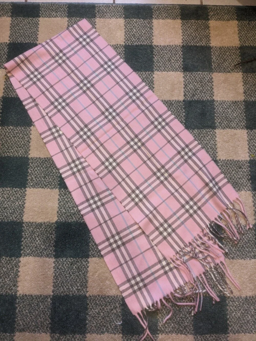 Touch Cashmere Pastel Pink And Baby Blue Flannel Scarf